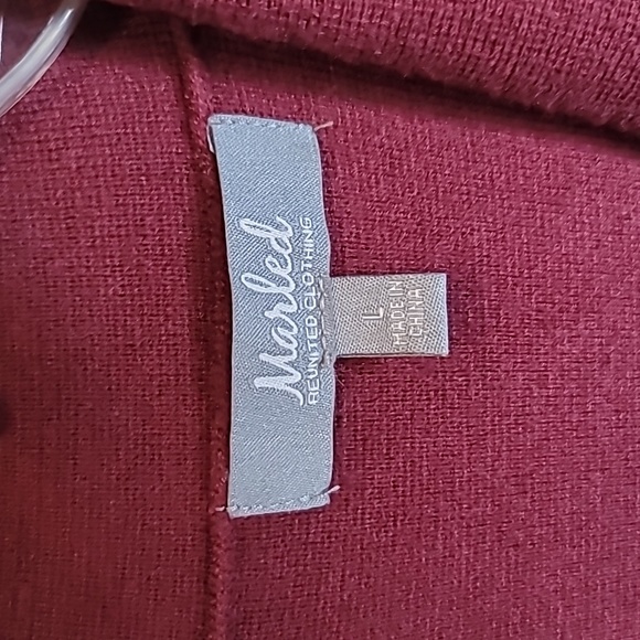 Marled vest sweater double breasted split collar wine sz L soft fine knit - Picture 5 of 9